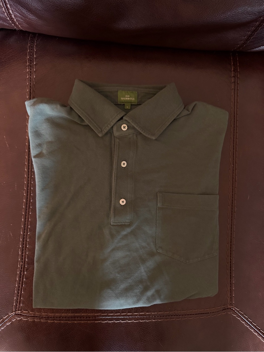 Sid Mashburn Pique Polo Shirt Mens Large Green Short Sleeve Jersey Pocket